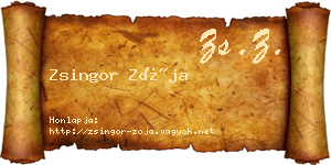 Zsingor Zója névjegykártya